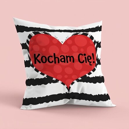 Spersonalizowana poduszka z napisem, duży rozmiar – Doodle heart