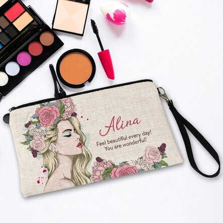 Spersonalizowany zestaw do makijażu z napisem – Floral beauty