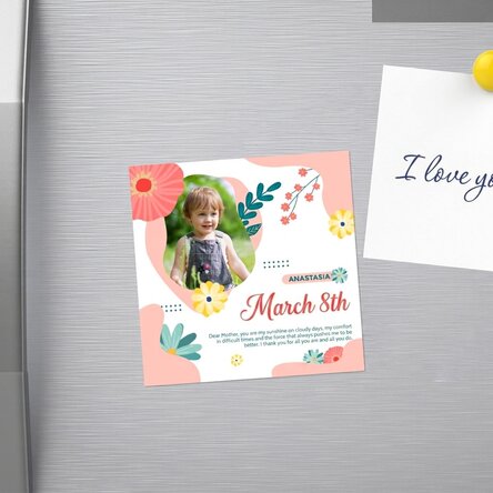 Spersonalizowany magnes 10x10 ze zdjęciem i napisem – Lovely spring