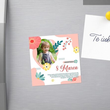 Spersonalizowany magnes 10x10 ze zdjęciem i napisem – Lovely spring
