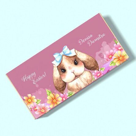 Personalised chocolate with text - Cute Bunny
