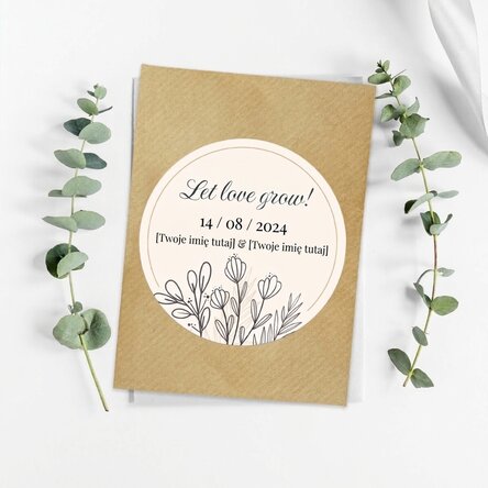 Spersonalizowana pamiątka w postaci rośliny z napisem na ślub – Let love grow