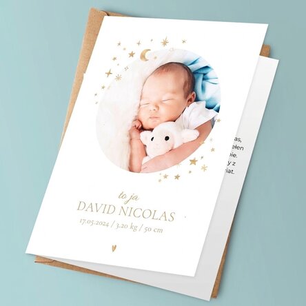 Spersonalizowana kartka z tekstem i zdjęciem – Baby