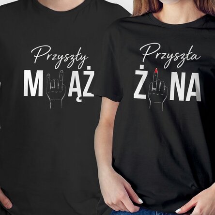 Spersonalizowana bawełniana koszulka z zabawnym napisem dla par – Palec serdeczny