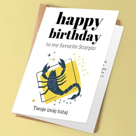 Spersonalizowana kartka z życzeniami z tekstem – znak zodiaku Skorpion