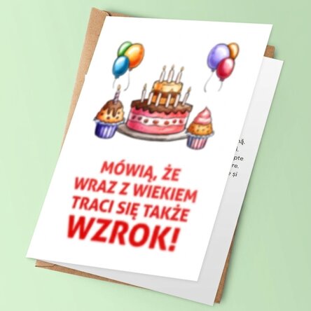 Spersonalizowana kartka z napisem – Wraz z wiekiem słabnie wzrok