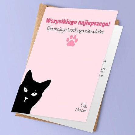 Spersonalizowana kartka z tekstem – List od Meow