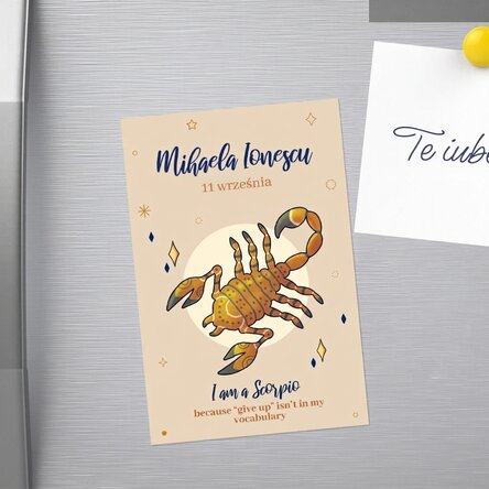 Spersonalizowany magnes 10 x 15 cm z napisem – znak zodiaku Skorpion