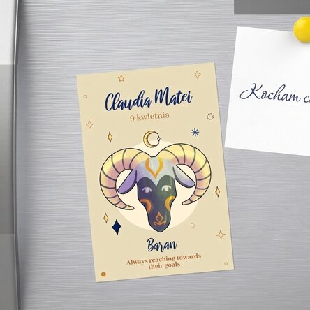 Spersonalizowany magnes 10 x 15 cm z napisem – znak zodiaku Baran