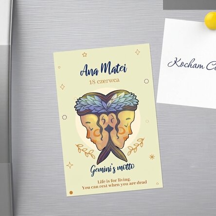Spersonalizowany magnes 10 x 15 cm z napisem – znak zodiaku Bliźnięta