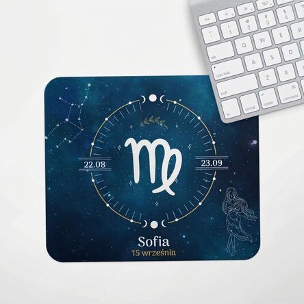 Spodek pod mysz z indywidualnym napisem – znak zodiaku Panna