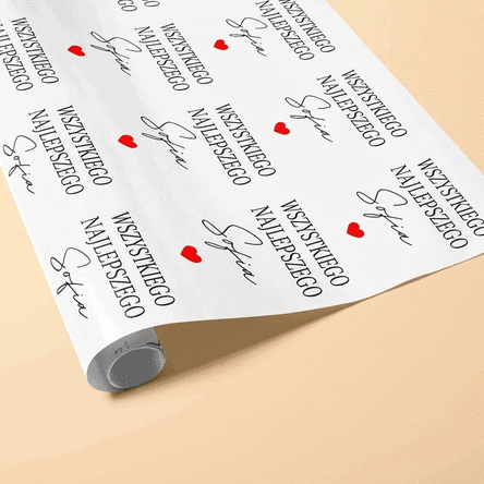 Papier do pakowania prezentów z indywidualnym napisem – Simple