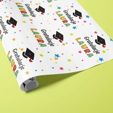 Papier do pakowania prezentów z indywidualnym napisem – Ukończenie szkoły
