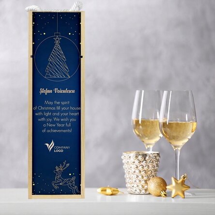 Personalised wine box with logo and message - Gold