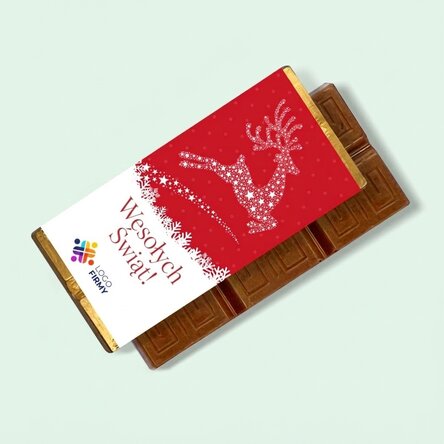 Mini tabliczka czekolady z indywidualnym nadrukiem logo i wiadomością – Magia Świąt Bożego Narodzeni