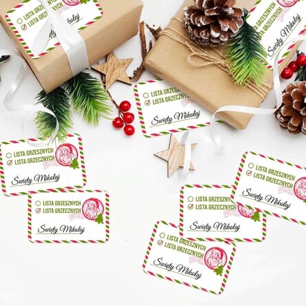 Zestaw 8 spersonalizowanych naklejek (samoprzylepnych etykiet) – Naughty List