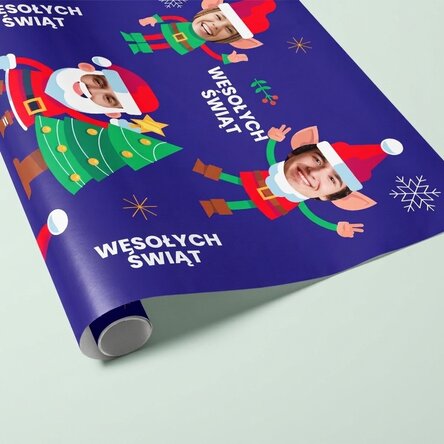 Spersonalizowany papier do pakowania prezentów z 5 zdjęciami – Funny Christmas