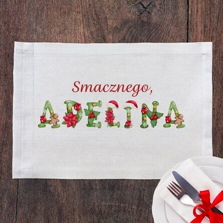 Spersonalizowany podstawka pod talerz z imieniem na Boże Narodzenie