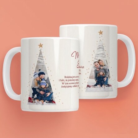 Spersonalizowany kubek z napisem i 2 zdjęciami – Warm Christmas