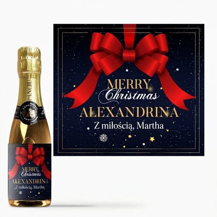 Mała buteleczka wina musującego z indywidualnym napisem – Glamorous Christmas