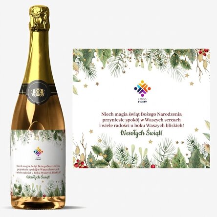 Wino musujące z indywidualnym nadrukiem i logo – Wesołych Świąt!