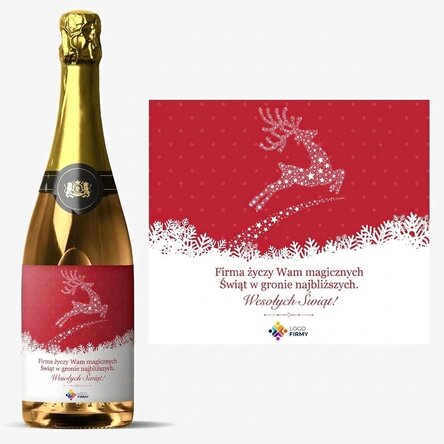Wino musujące z indywidualnym nadrukiem logo i napisem – Magia Świąt Bożego Narodzenia