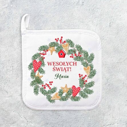 Spersonalizowana podstawka pod gorący garnek z imieniem – Wesołych Świąt!