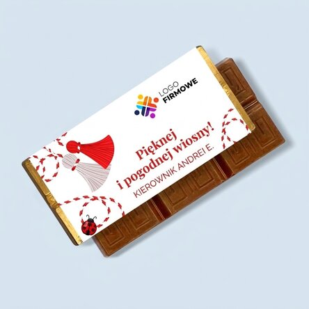 Mini tabliczka czekolady z indywidualnym napisem i logo