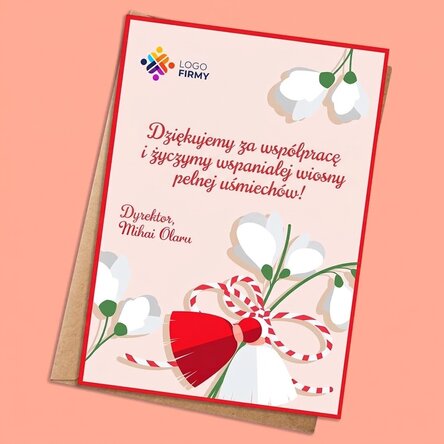 Spersonalizowana kartka z wiadomością i logo – Wiosna