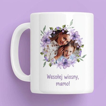 Spersonalizowany kubek ze zdjęciem i napisem – Piękna wiosna!