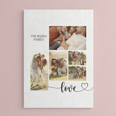 Personalised canvas print with text and 5 photos - Our family
