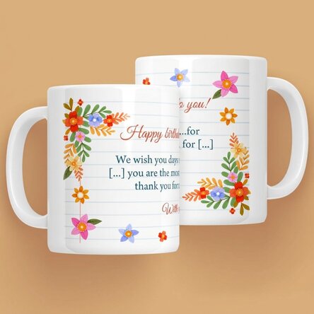 Personalised mug with text - Flowers