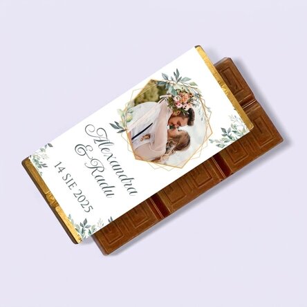 Mini tabliczka czekolady z personalizowanym nadrukiem ze zdjęciem i tekstem – Elegance