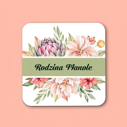 Spersonalizowana podkładka pod kubek z napisem – Flowers