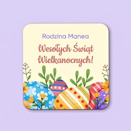 Spersonalizowana podkładka pod kubek z napisem – Wesołych Świąt Wielkanocnych!