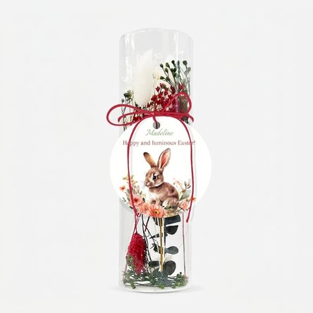 Glass ornament with preserved flowers personalised with a message - Happy Easter!