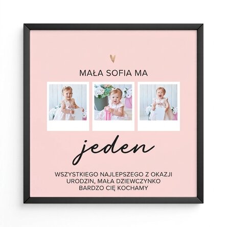 Spersonalizowany obrazek z 3 zdjęciami i dedykacją – Birthday baby