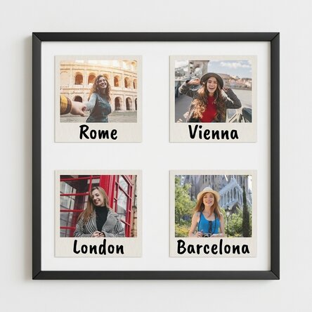 Personalised canvas with 4 photos and text - Polaroid