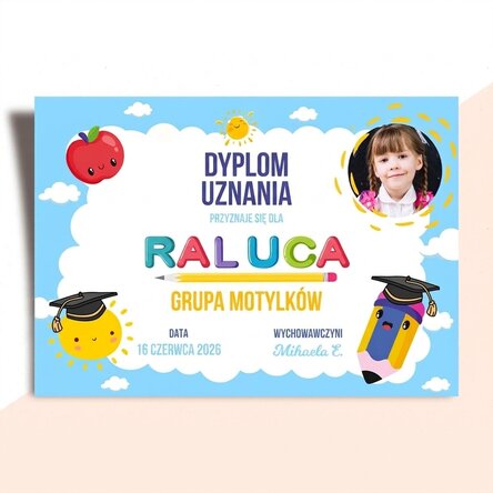 Spersonalizowany dyplom z tekstem i zdjęciem – dyplom za doskonałość dla dzieci
