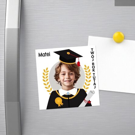 Spersonalizowany magnes 10x10 ze zdjęciem i napisem – Absolwent