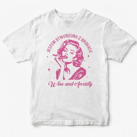 Spersonalizowana bawełniana koszulka – Glitter, wine & anxiety