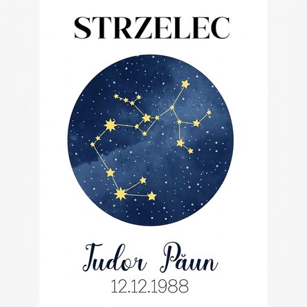 Spersonalizowany plakat z napisem – konstelacja znaku zodiaku Strzelca
