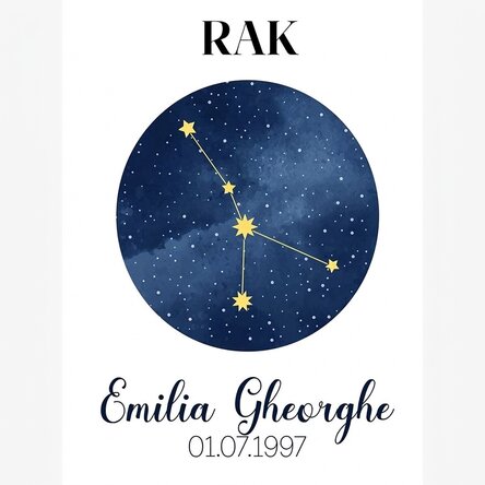 Spersonalizowany plakat z napisem – konstelacja znaku zodiaku Raka