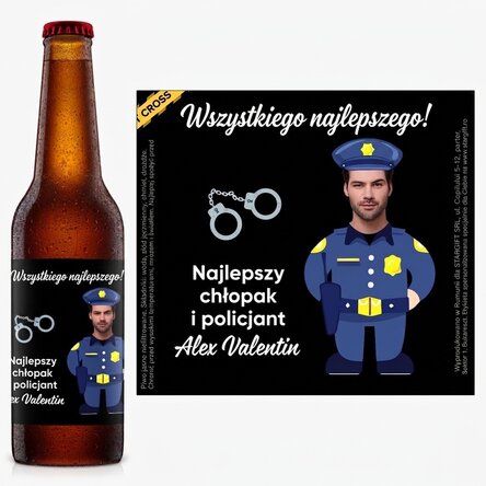 Piwo z własnym zdjęciem i napisem – Policjant