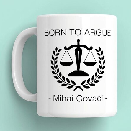 Personalised mug with text for solicitors - Born to argue