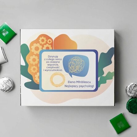 Spersonalizowane pudełko cukierków z podziękowaniem dla psychologów