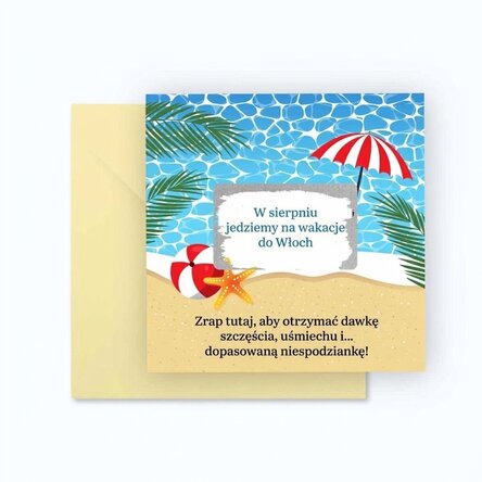 Spersonalizowana karta zdrapka z napisem – Wakacje