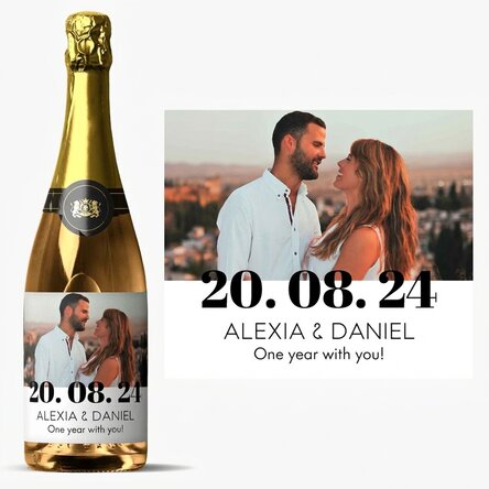 Wino musujące z indywidualnym nadrukiem zdjęcia i tekstu – rocznica
