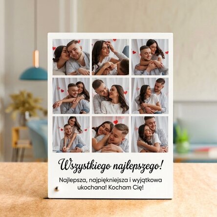 Spersonalizowana ramka na zdjęcia na biurko z 9 zdjęciami i napisem – Wspomnienia