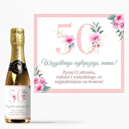 Mała buteleczka wina musującego z indywidualnym napisem – Flowers